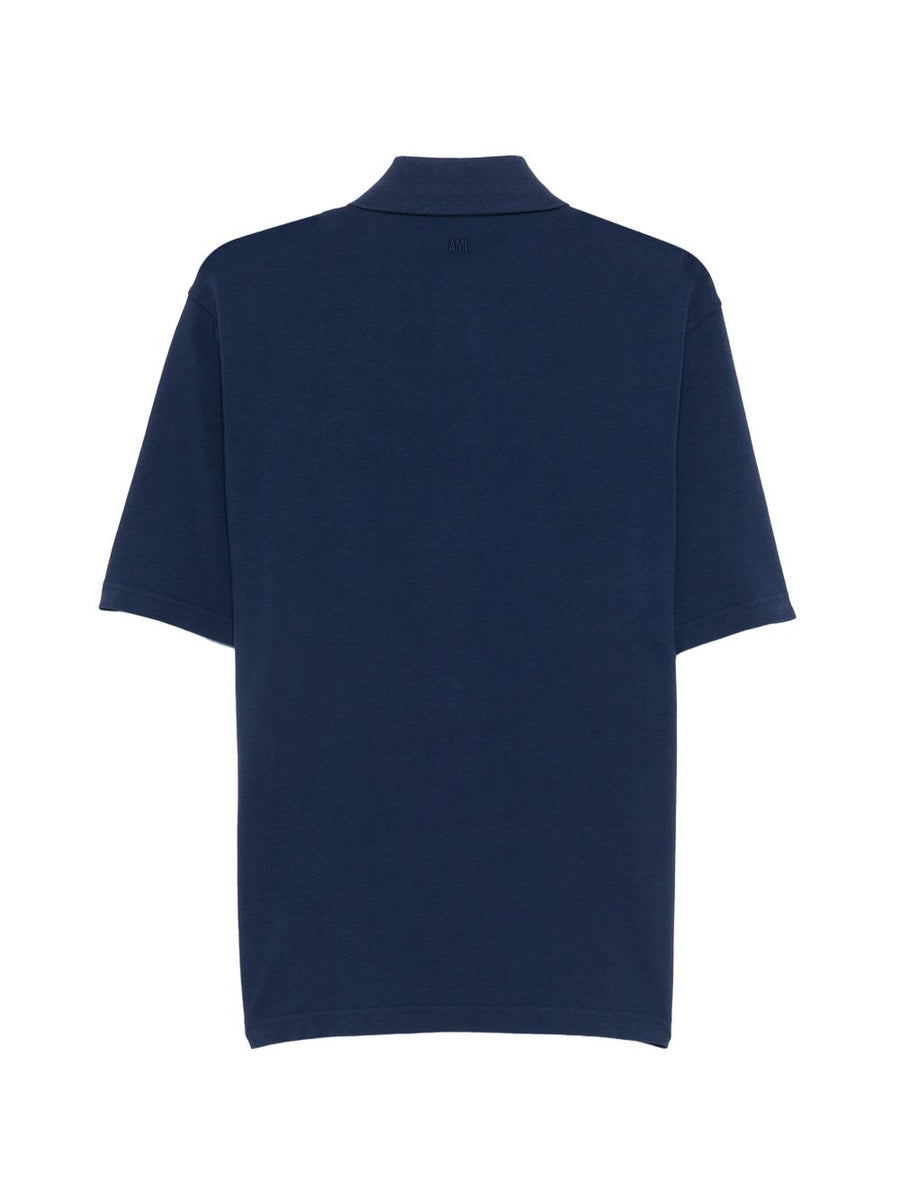 Ami Paris Ami De Coeur Cotton Polo Shirt For Women With Polo Collar And Ink Logo Refined And Versatile Top