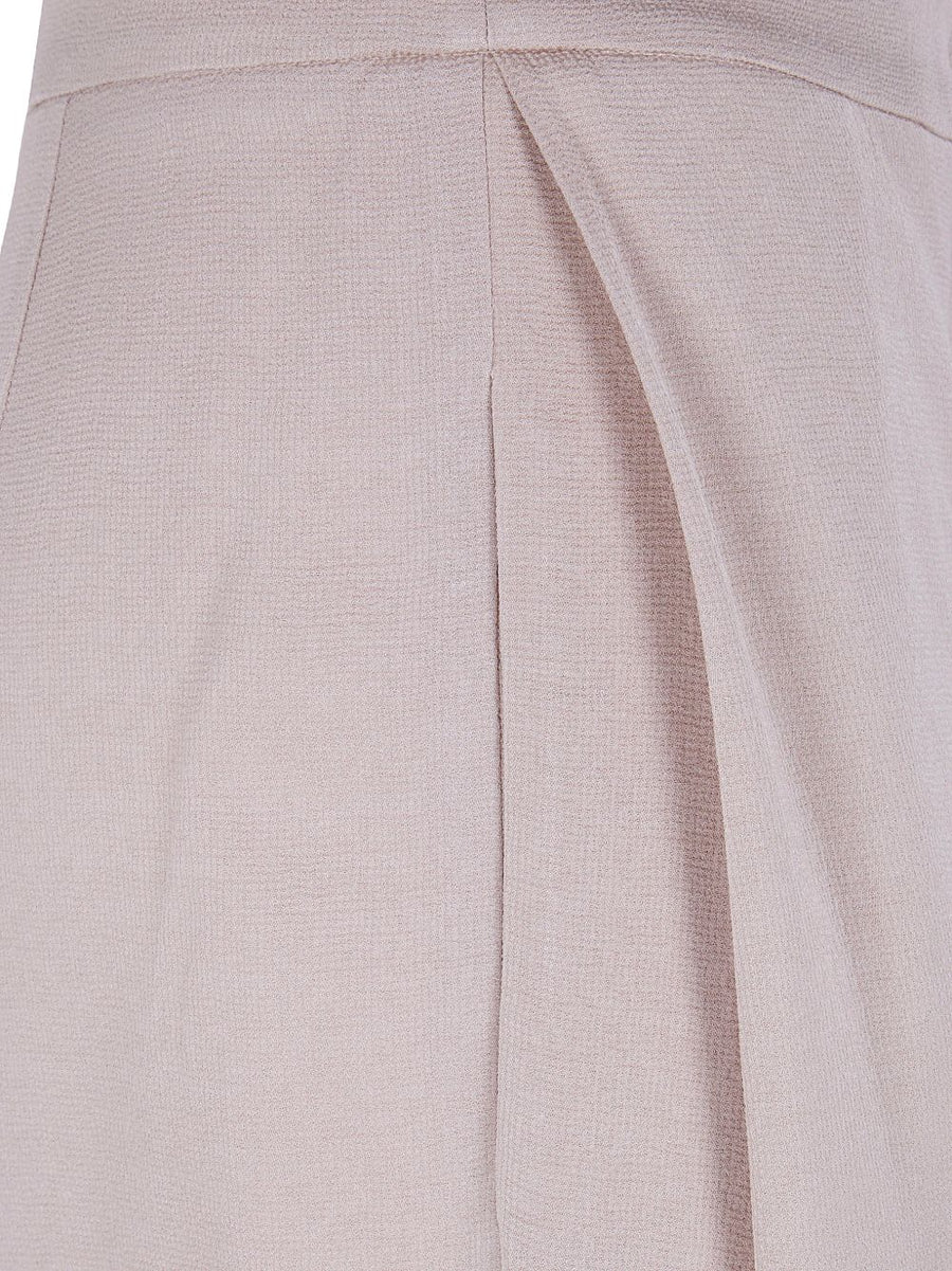 Emporio Armani Beige Straight-Leg Trousers For Women High Waisted Pleated Front Refined Tailoring