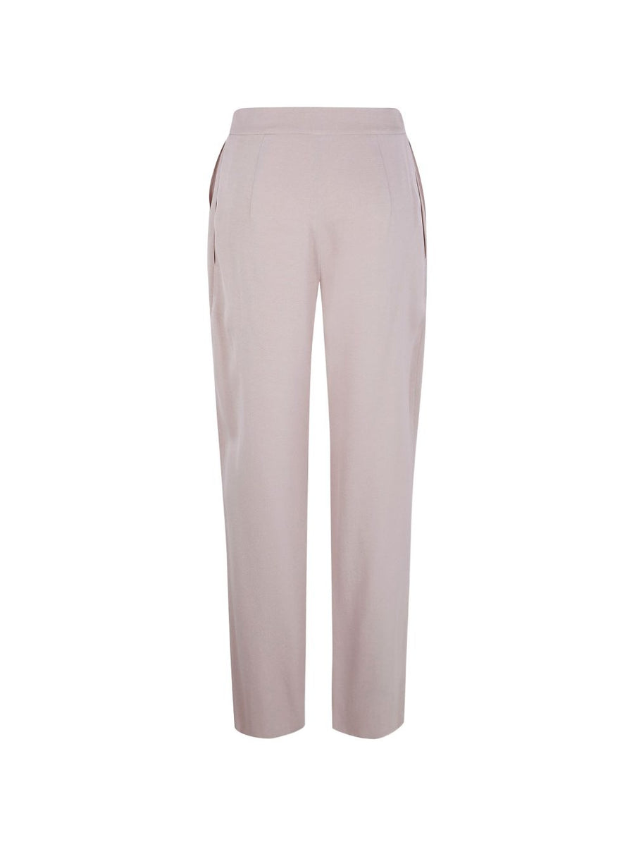 Emporio Armani Beige Straight-Leg Trousers For Women High Waisted Pleated Front Refined Tailoring