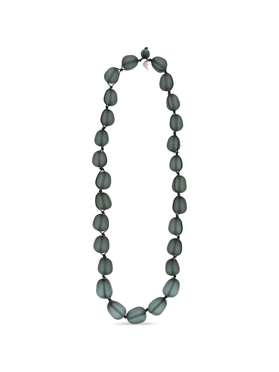 Emporio Armani Exclusive Navy Beaded Necklace Recycled Polyester For Women Luxury Sustainable Jewelry One Size