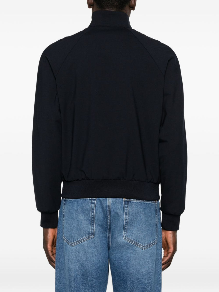 Emporio Armani Wool Blend Bomber Jacket For Men Navy Zip Front High Neck Luxury Outerwear Spring Summer 2026