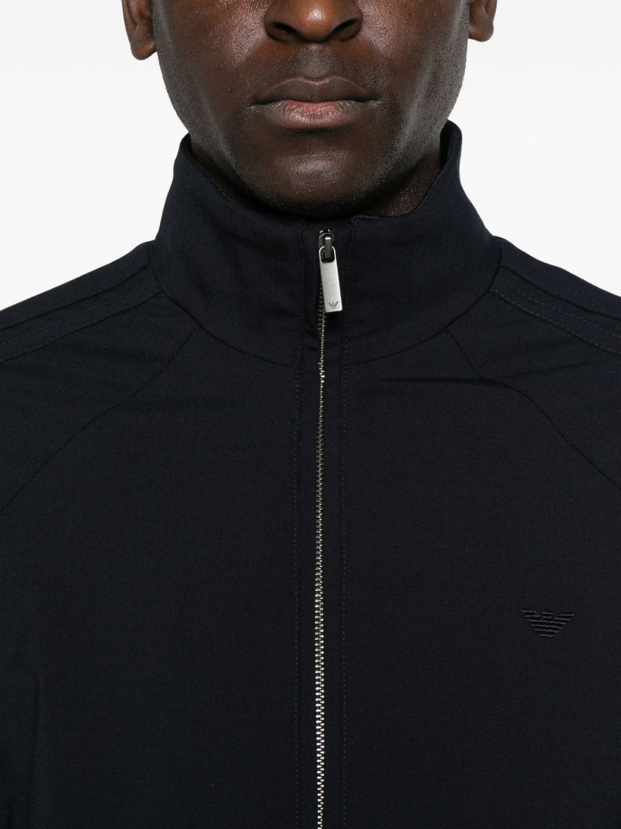 Emporio Armani Wool Blend Bomber Jacket For Men Navy Zip Front High Neck Luxury Outerwear Spring Summer 2026