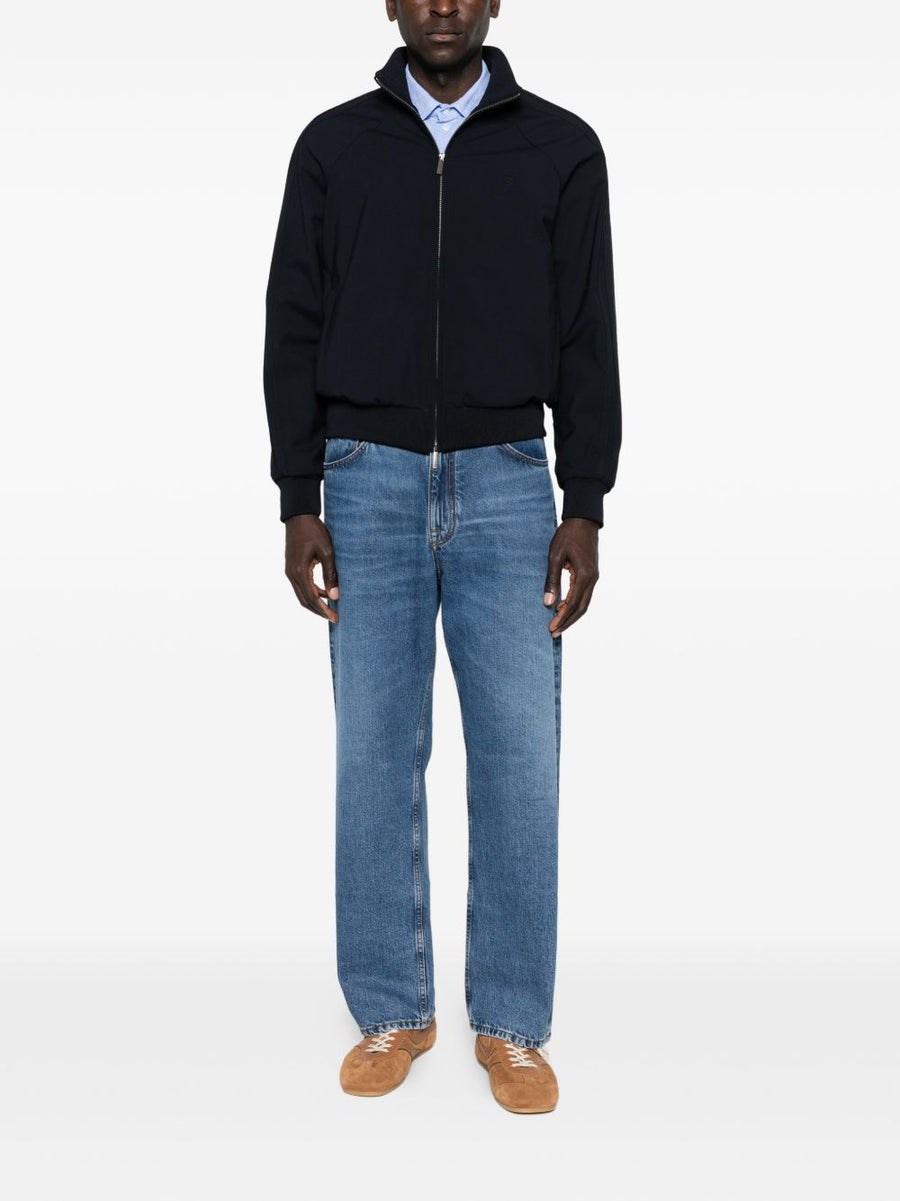 Emporio Armani Wool Blend Bomber Jacket For Men Navy Zip Front High Neck Luxury Outerwear Spring Summer 2026