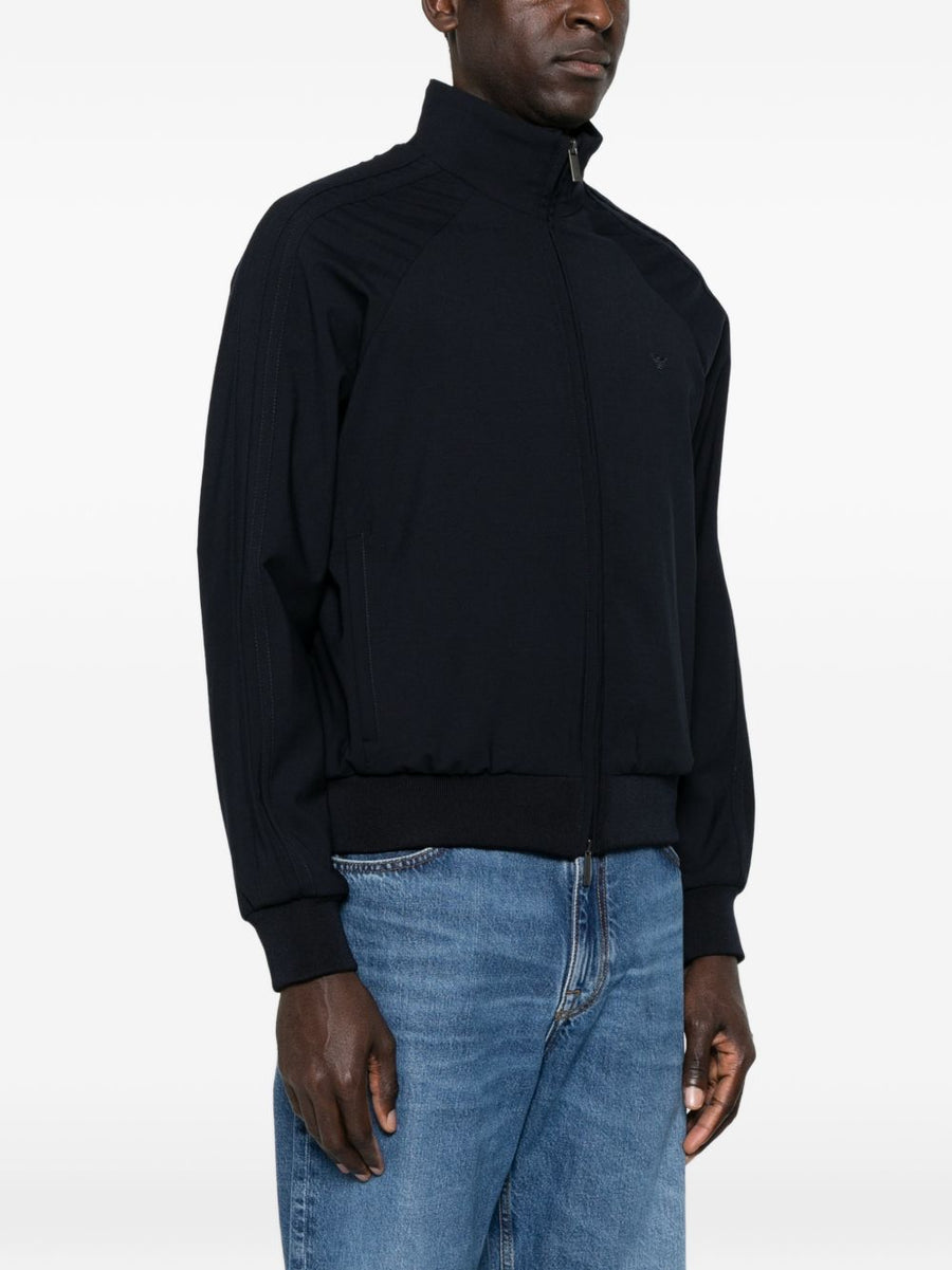 Emporio Armani Wool Blend Bomber Jacket For Men Navy Zip Front High Neck Luxury Outerwear Spring Summer 2026