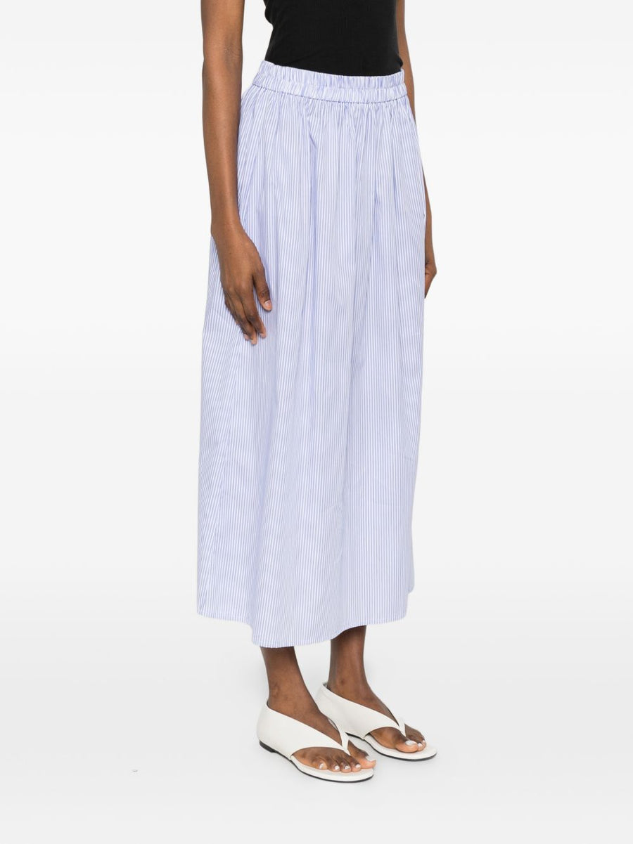 Archivio '67 Striped Cotton Skirt A Line Silhouette Light Blue For Women Breathable Timeless Wardrobe Staple