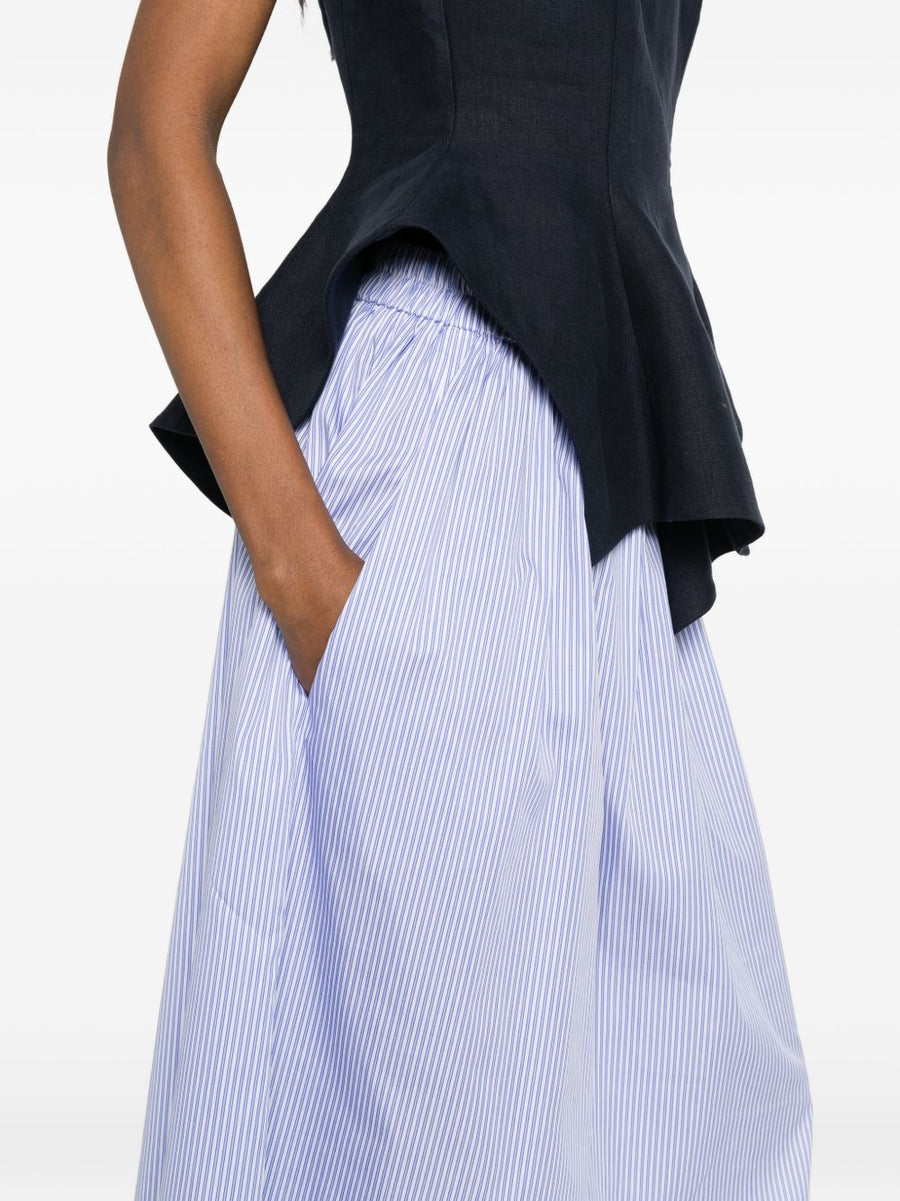 Archivio '67 Striped Cotton Skirt A Line Silhouette Light Blue For Women Breathable Timeless Wardrobe Staple