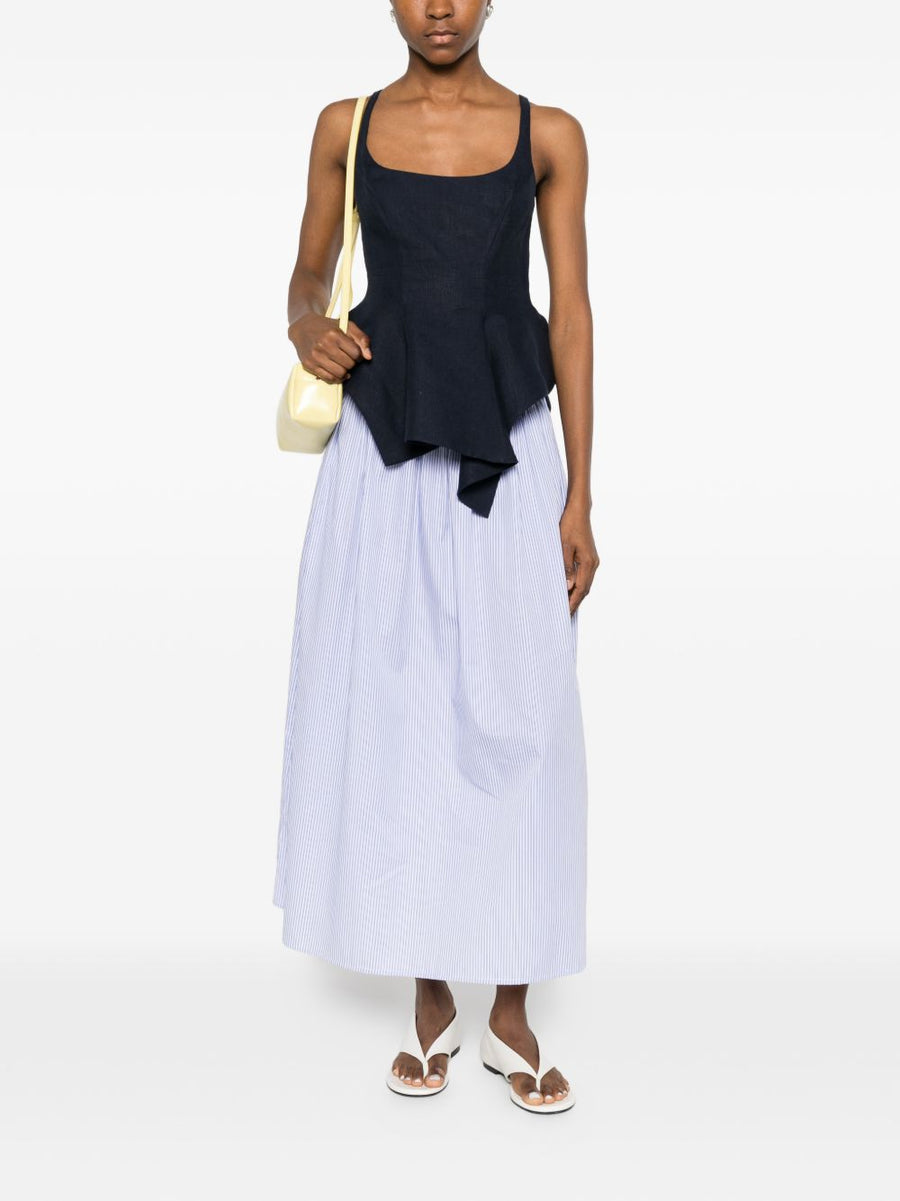 Archivio '67 Striped Cotton Skirt A Line Silhouette Light Blue For Women Breathable Timeless Wardrobe Staple