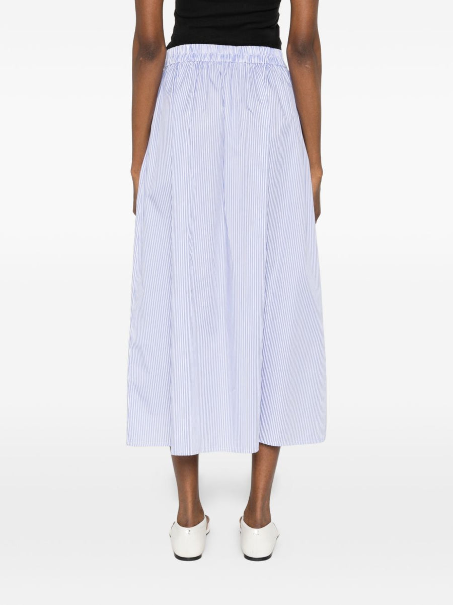 Archivio '67 Striped Cotton Skirt A Line Silhouette Light Blue For Women Breathable Timeless Wardrobe Staple