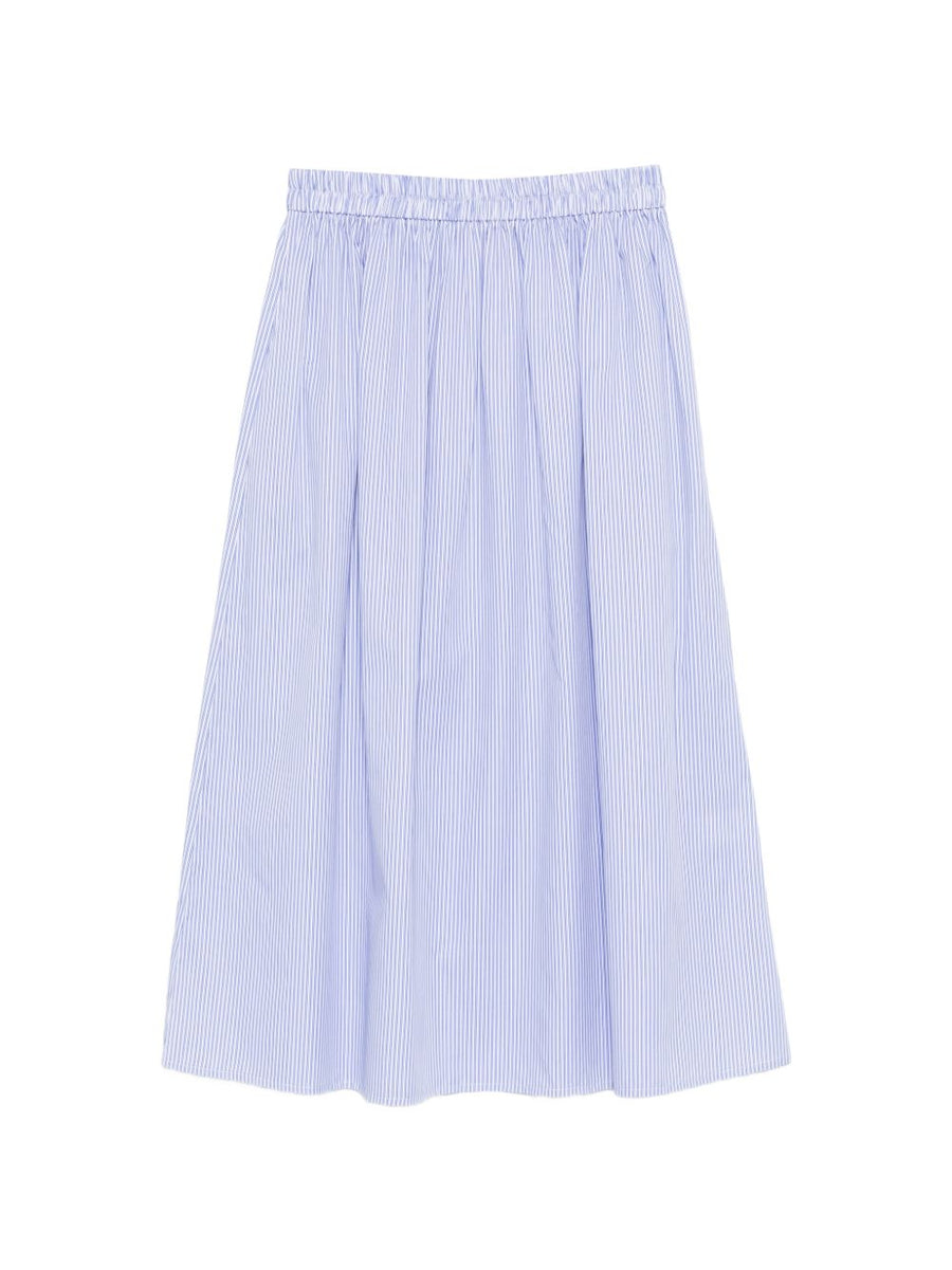 Archivio '67 Striped Cotton Skirt A Line Silhouette Light Blue For Women Breathable Timeless Wardrobe Staple