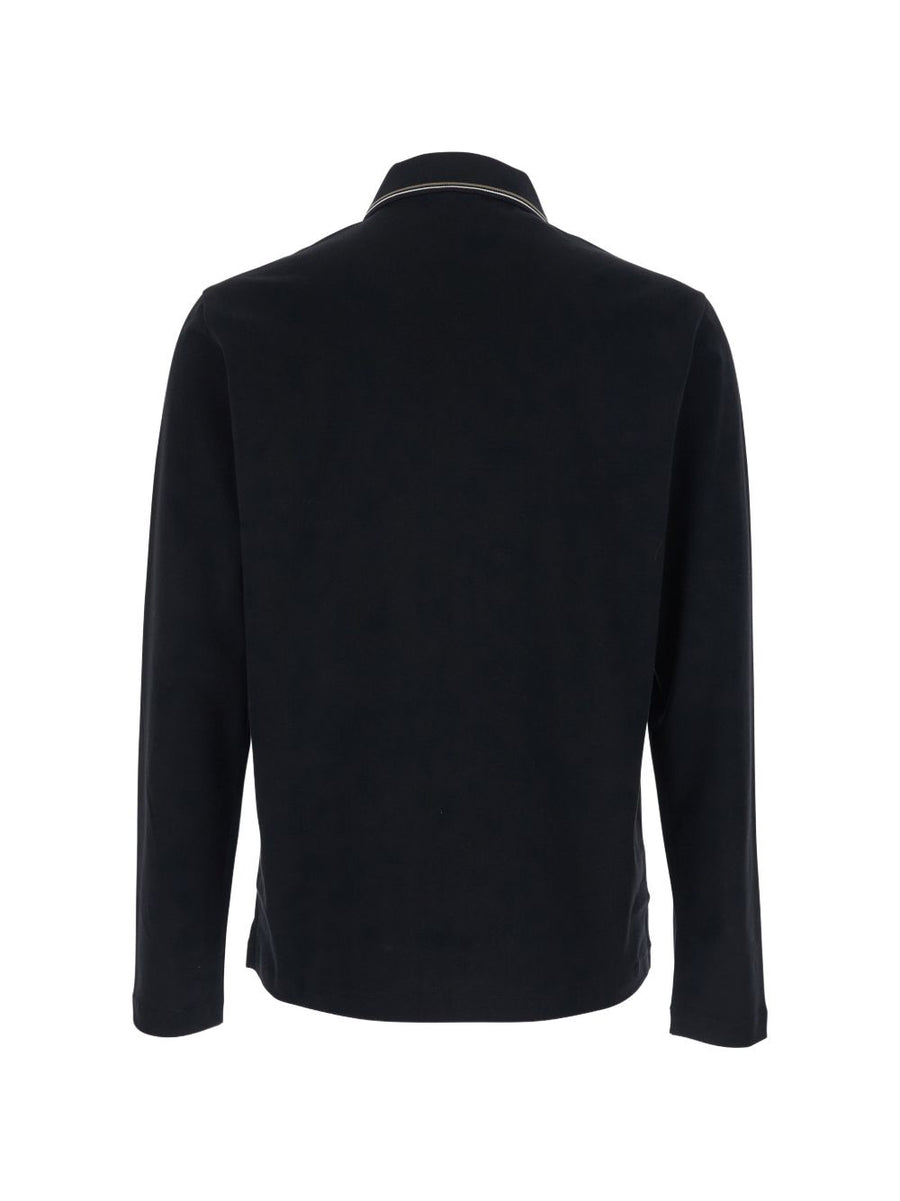 Emporio Armani Logo Cotton Polo For Men With Stretch Comfort Luxury Black Polo Shirt
