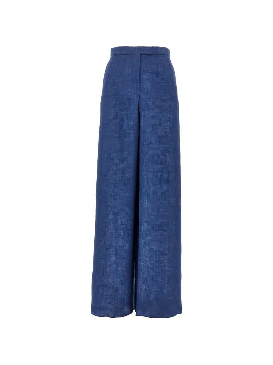 Emporio Armani Linen Trousers For Women Navy Wide Leg Breathable Luxury Comfort For Warm Weather