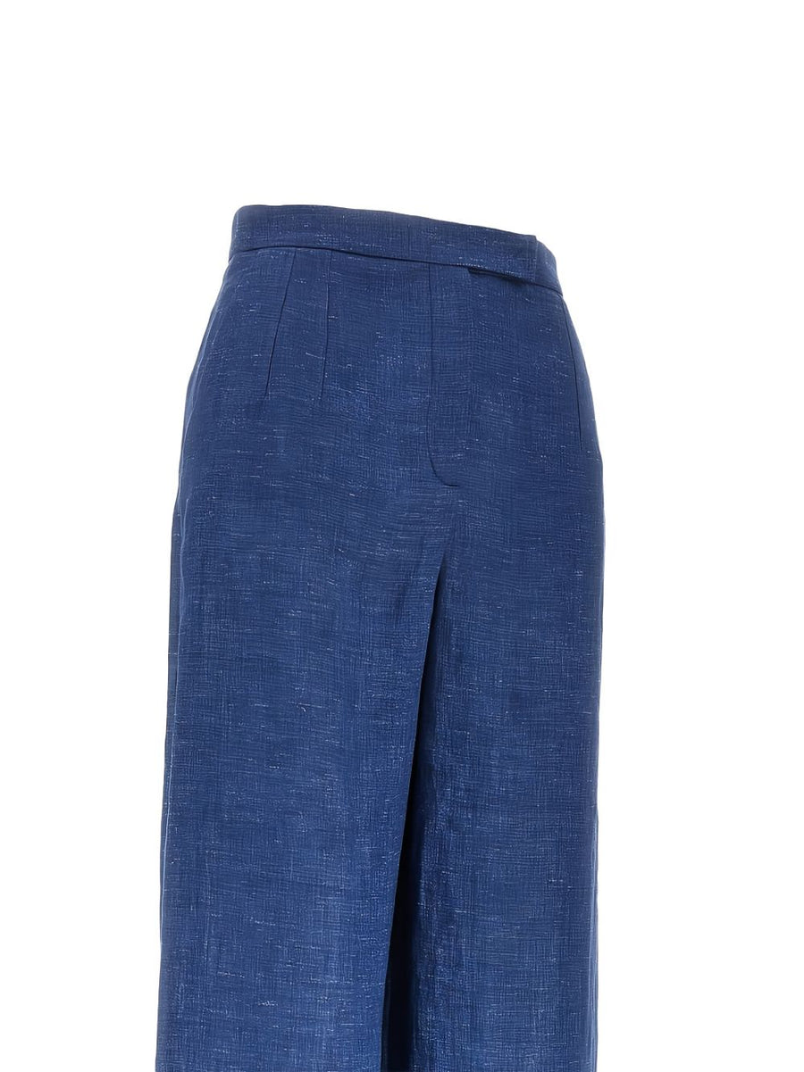 Emporio Armani Linen Trousers For Women Navy Wide Leg Breathable Luxury Comfort For Warm Weather