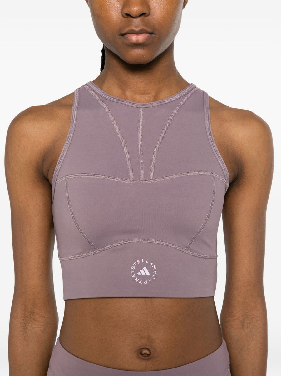 Adidas By Stella McCartney Bralette Top Lilac Mesh Panel Women Versatile Sport Luxe Comfort