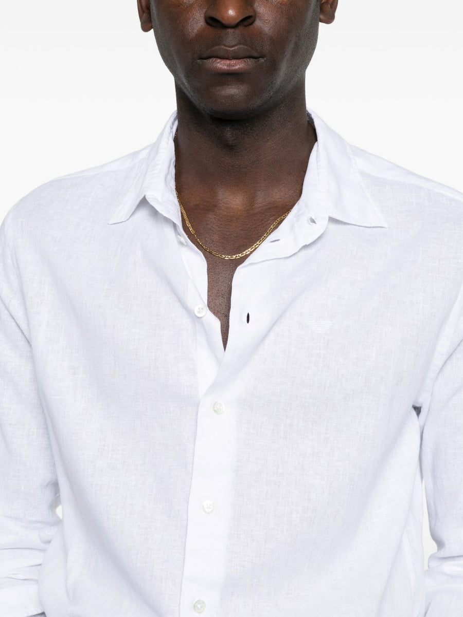 Emporio Armani Linen Blend Shirt for Men Breathable Linen Cotton Comfort Smart Casual Luxury