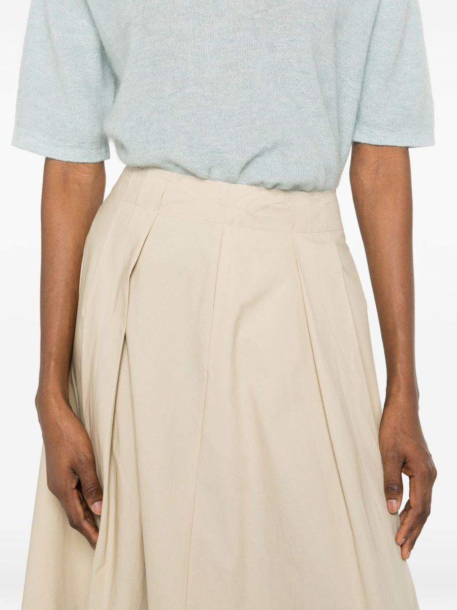 Woolrich Cotton Long Skirt Beige High Waisted Pleated Aline For Women Timeless Versatile Officewear