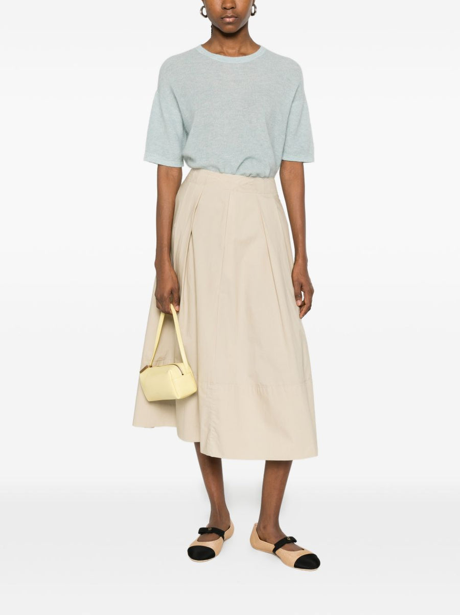 Woolrich Cotton Long Skirt Beige High Waisted Pleated Aline For Women Timeless Versatile Officewear