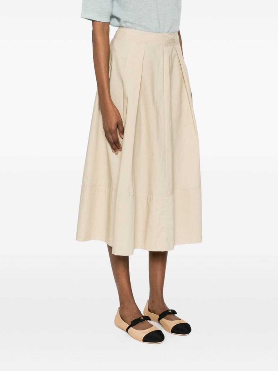 Woolrich Cotton Long Skirt Beige High Waisted Pleated Aline For Women Timeless Versatile Officewear