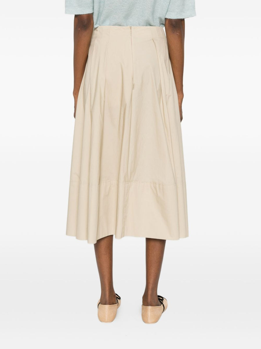 Woolrich Cotton Long Skirt Beige High Waisted Pleated Aline For Women Timeless Versatile Officewear