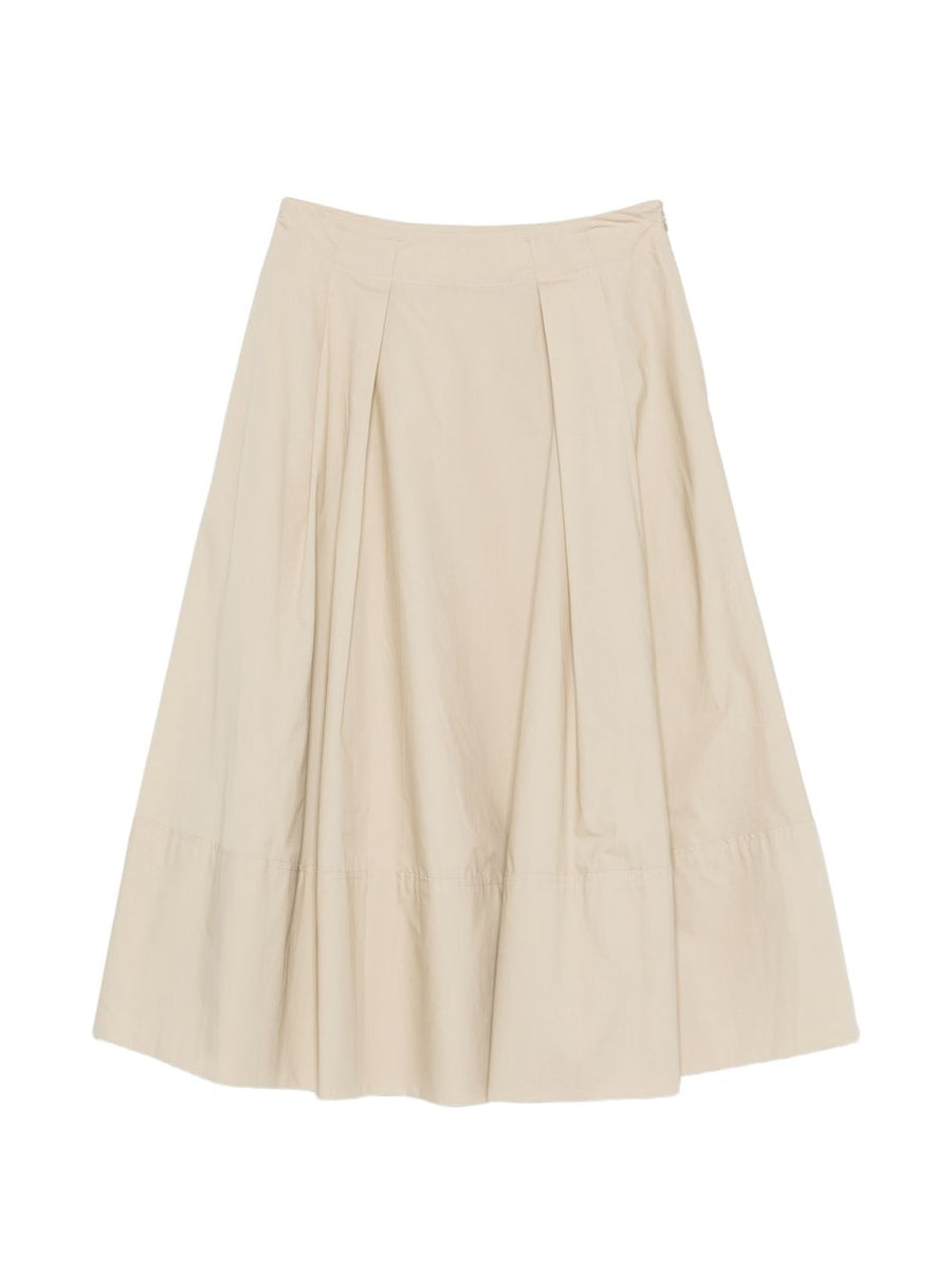 Woolrich Cotton Long Skirt Beige High Waisted Pleated Aline For Women Timeless Versatile Officewear