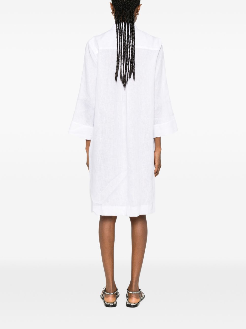 Archivio '67 V-neck side slits Linen chemisier dress
