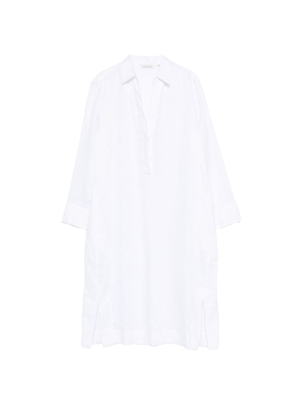 Archivio '67 V-neck side slits Linen chemisier dress