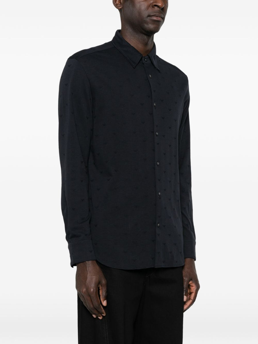 Emporio Armani Logo Cotton Shirt For Men Navy 100 Percent Cotton Everyday Luxury And Versatility