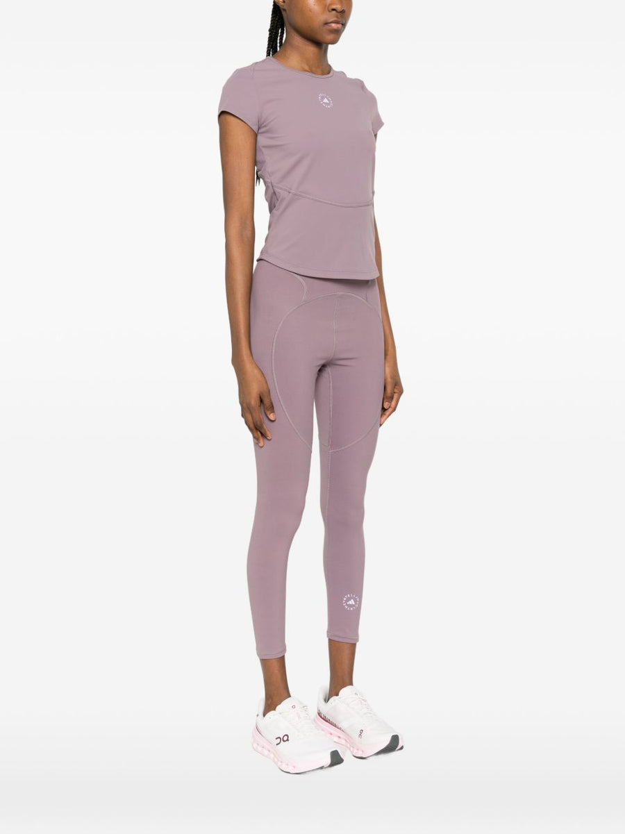 Adidas By Stella McCartney Logo T Shirt Women Lilac Round Neck Minimalist Eco Polyamide Elastane