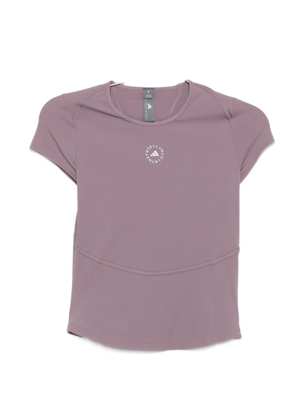 Adidas By Stella McCartney Logo T Shirt Women Lilac Round Neck Minimalist Eco Polyamide Elastane