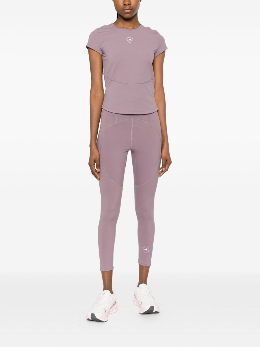 Adidas By Stella McCartney Logo T Shirt Women Lilac Round Neck Minimalist Eco Polyamide Elastane