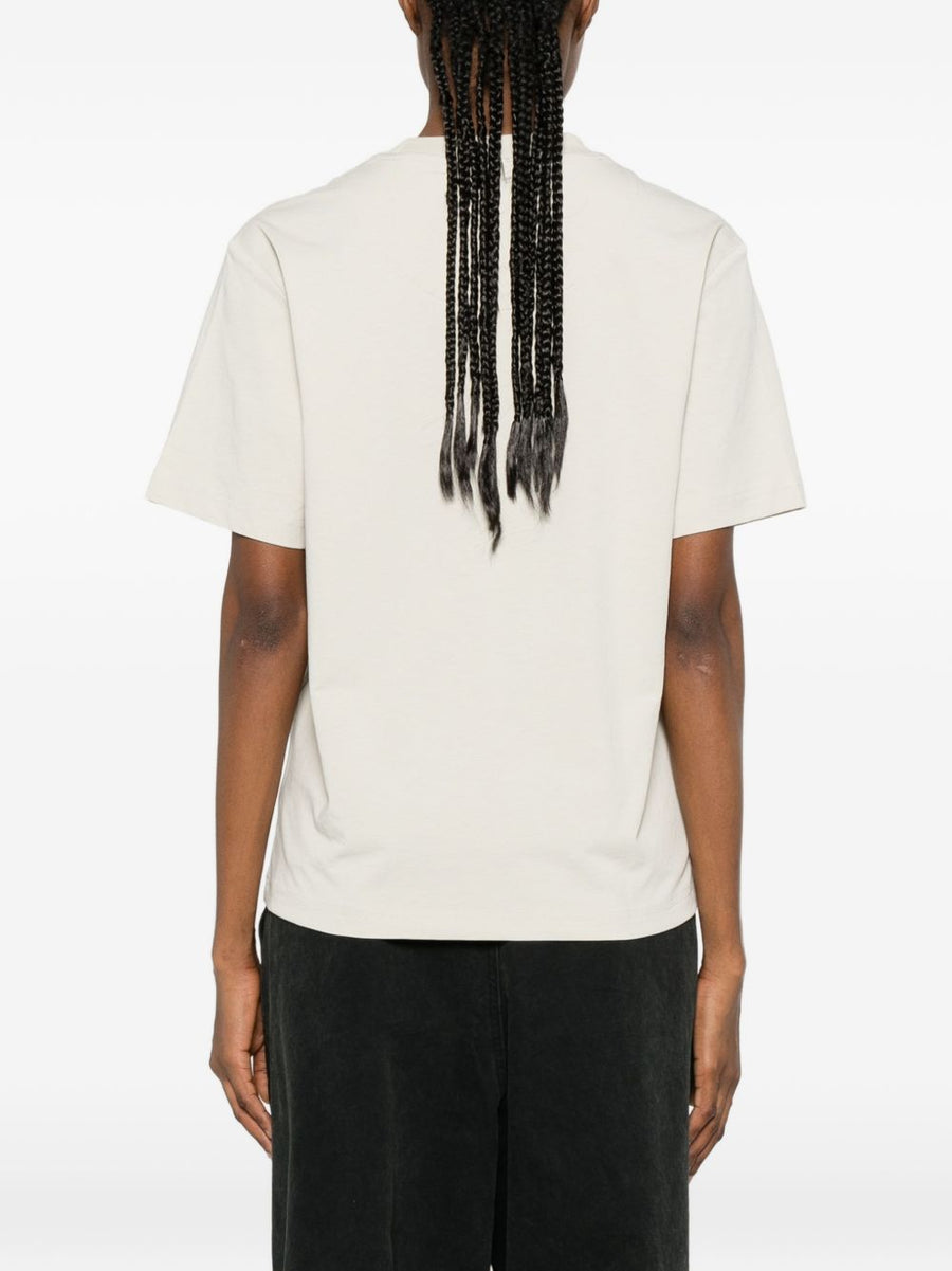 Adidas By Stella McCartney Logo T Shirt for Women Beige Recycled Polyester Round Neck Everyday Wear