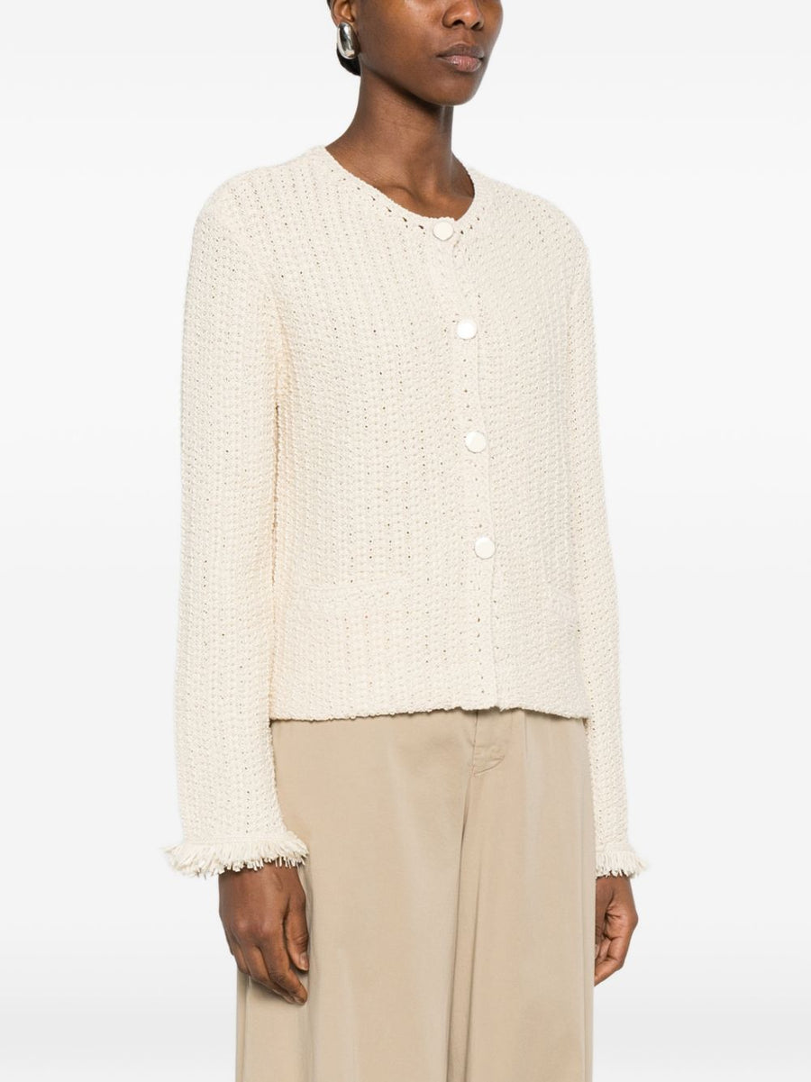 Emporio Armani Womens Cotton Blend Blazer Jacket In Ecru For Elegant Versatile Workwear And Smart Casual