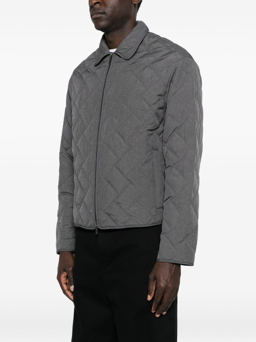 Emporio Armani Quilted Blouson Jacket For Men Lightweight Grey Polyester Spring Summer Essential