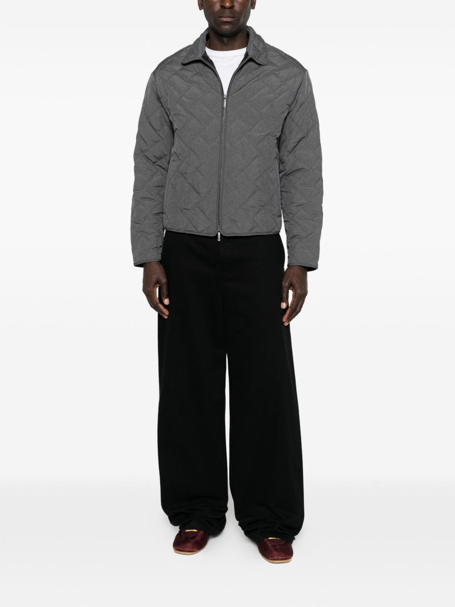 Emporio Armani Quilted Blouson Jacket For Men Lightweight Grey Polyester Spring Summer Essential