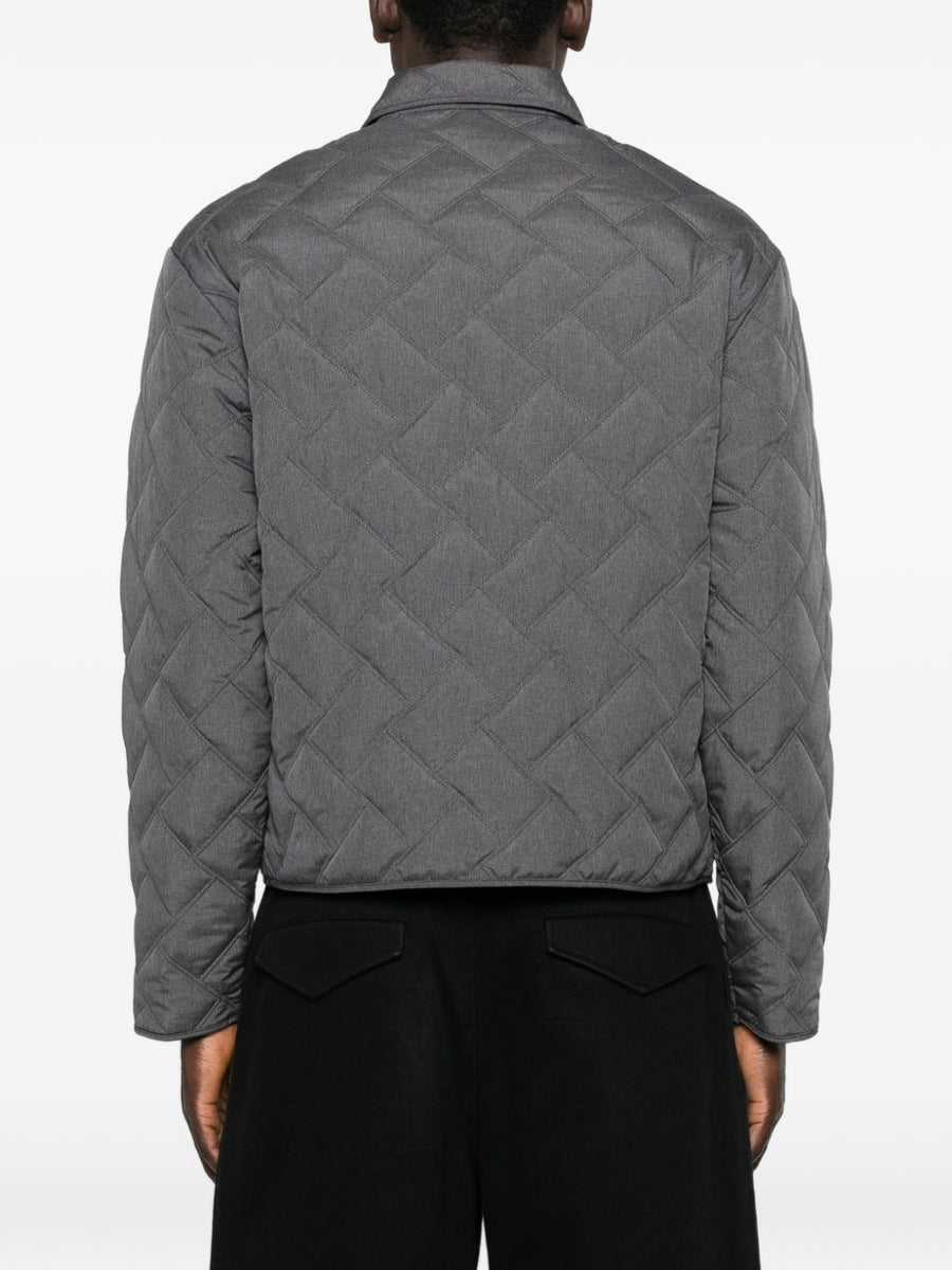 Emporio Armani Quilted Blouson Jacket For Men Lightweight Grey Polyester Spring Summer Essential