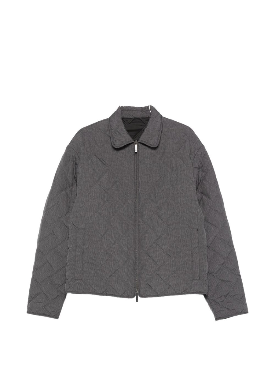Emporio Armani Quilted Blouson Jacket For Men Lightweight Grey Polyester Spring Summer Essential