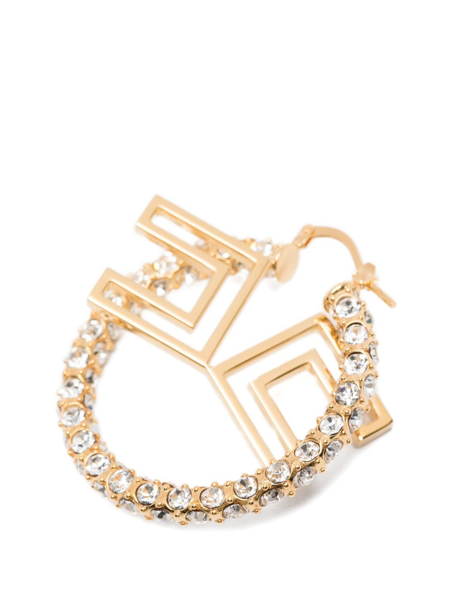 Elisabetta Franchi Gold Tone Hoop Earrings With Logo Embellishment For Women Luxury Everyday