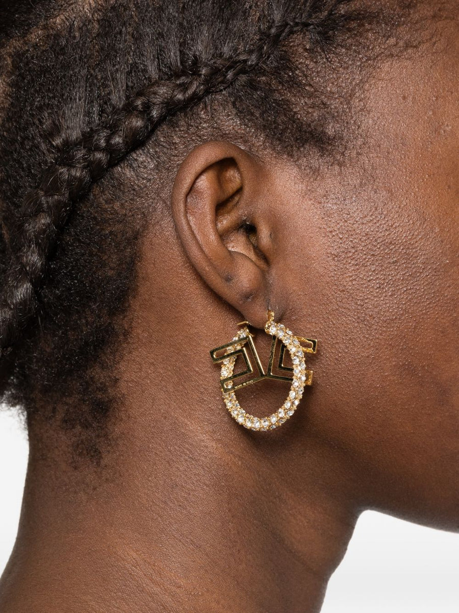 Elisabetta Franchi Gold Tone Hoop Earrings With Logo Embellishment For Women Luxury Everyday
