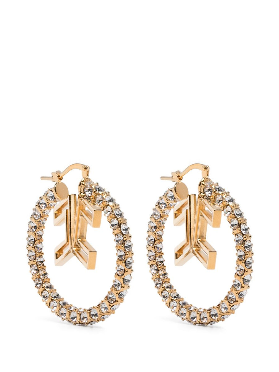 Elisabetta Franchi Gold Tone Hoop Earrings With Logo Embellishment For Women Luxury Everyday