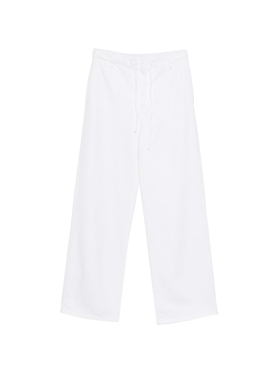 Semicouture Daria Cotton Trousers White Wide Leg Drawstring All Day Comfort For Women
