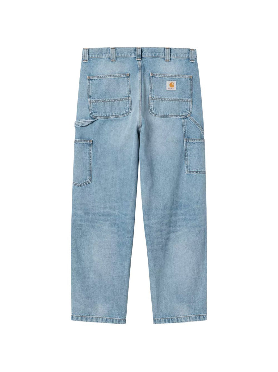 Carhartt WIP Main Navy Denim Jeans For Men Durable 100 Percent Cotton Double Knee Workwear