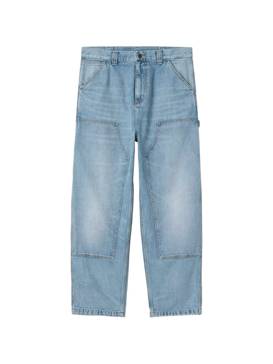 Carhartt WIP Main Navy Denim Jeans For Men Durable 100 Percent Cotton Double Knee Workwear