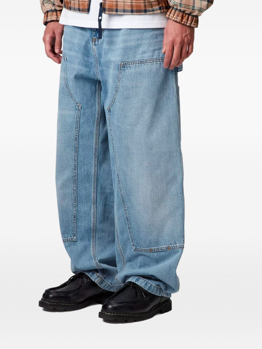 Carhartt WIP Main Navy Denim Jeans For Men Durable 100 Percent Cotton Double Knee Workwear