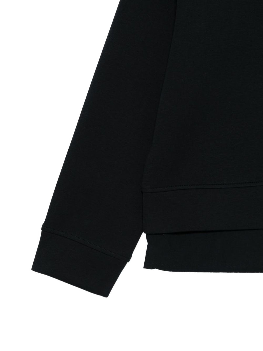 Emporio Armani Logo Cotton Sweatshirt For Women With Layered Hem Premium Luxury Navy