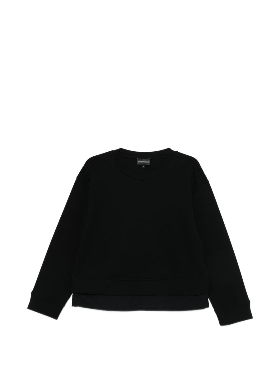 Emporio Armani Logo Cotton Sweatshirt for Women with Layered Detail and Round Neck