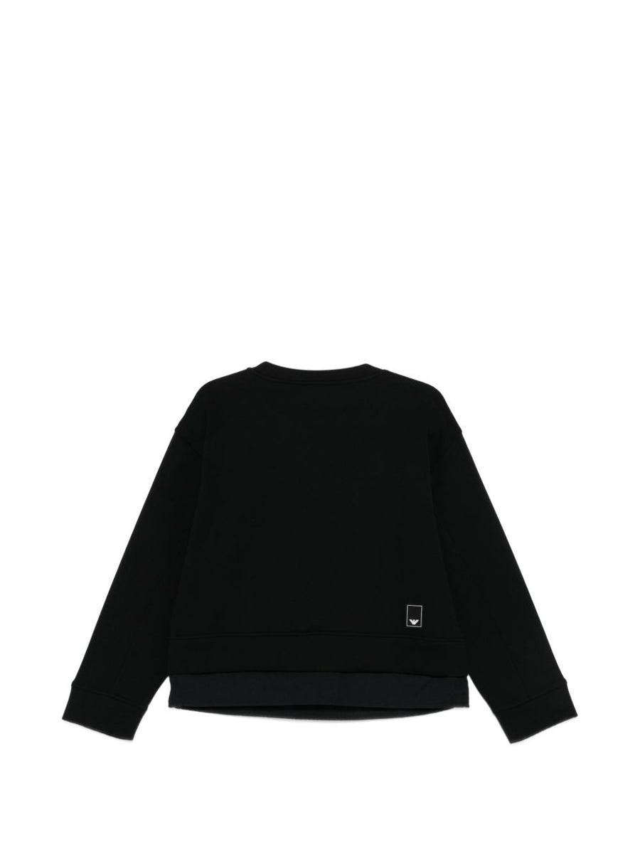 Emporio Armani Logo Cotton Sweatshirt for Women with Layered Detail and Round Neck