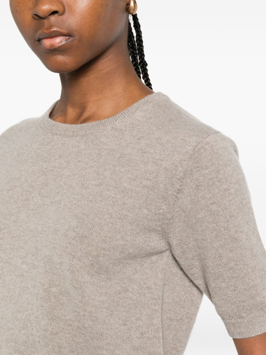 Soft Goat 100 Percent Cashmere Grey Crewneck Sweater For Women Lightweight Luxury Capsule Wardrobe Essential