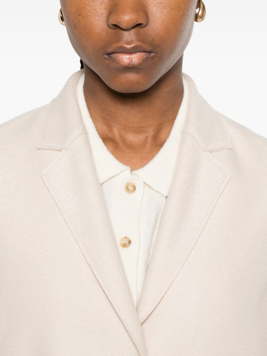 Harris Wharf London Virgin Wool Coat for Women Minimalist Tailored Ecru Single Breasted