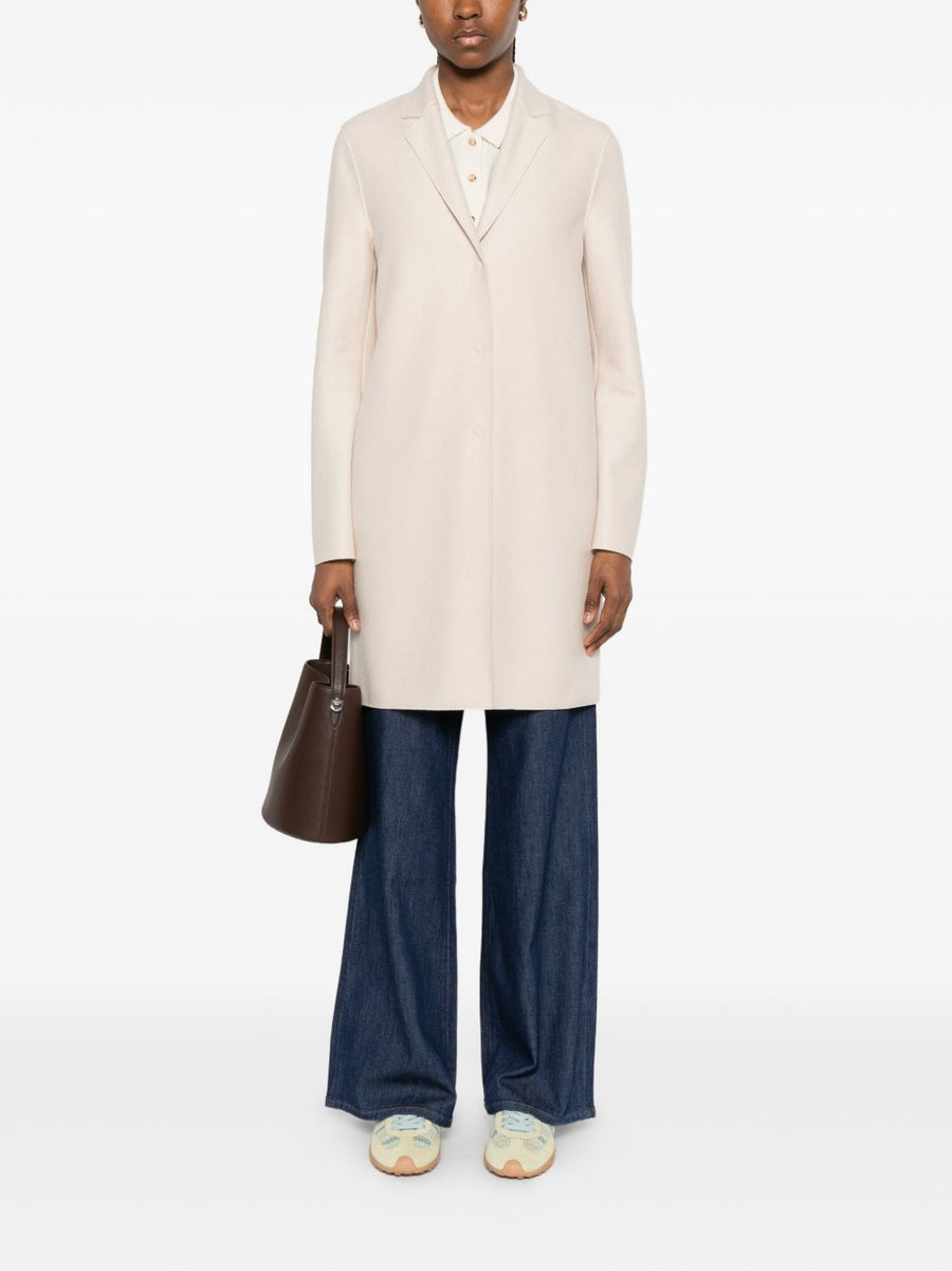 Harris Wharf London Virgin Wool Coat for Women Minimalist Tailored Ecru Single Breasted