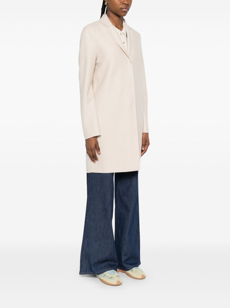 Harris Wharf London Virgin Wool Coat for Women Minimalist Tailored Ecru Single Breasted