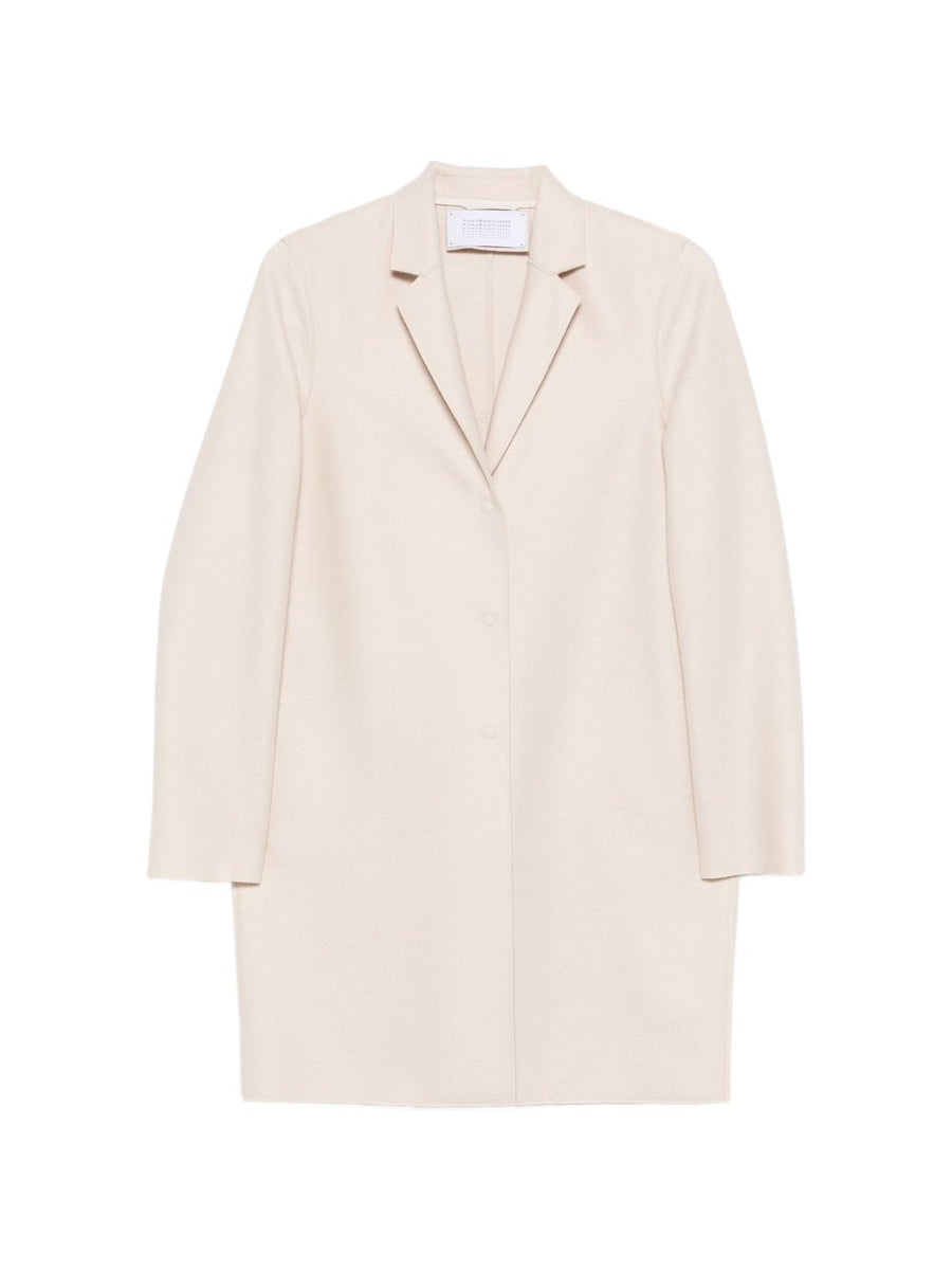 Harris Wharf London Virgin Wool Coat for Women Minimalist Tailored Ecru Single Breasted